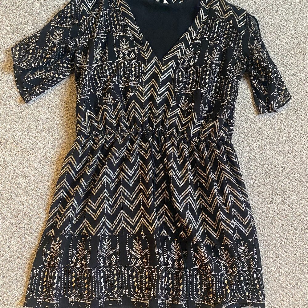 Black & Gold Free People Bohemian Dress